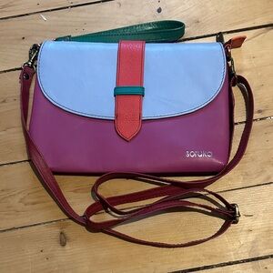 Soruka Leather Crossbody Bag - Pink & Light Blue